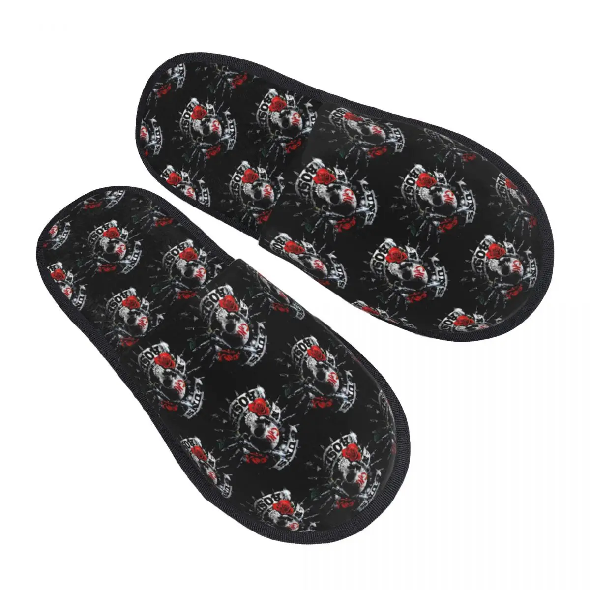 Custom Guns N Roses Heavy Metal Comfort Scuff With Memory Foam Slippers Women Bullet Logo Hotel House Shoes