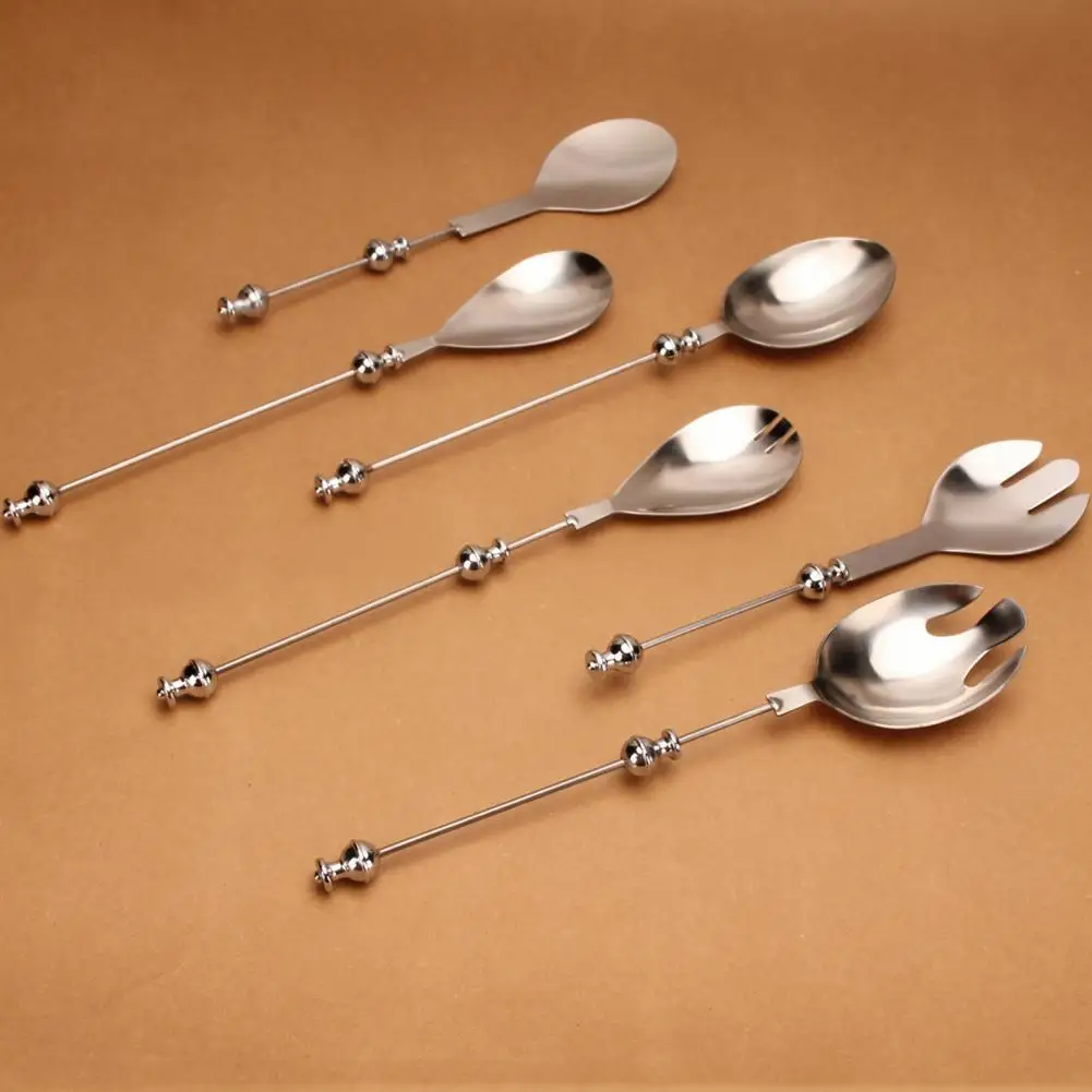 Beadable Stainless Steel Salad Spoon, DIY Beaded Dessert Spoon with Blank Handle, 2-in-1 Kitchen Fork Spoon Flatware Tableware