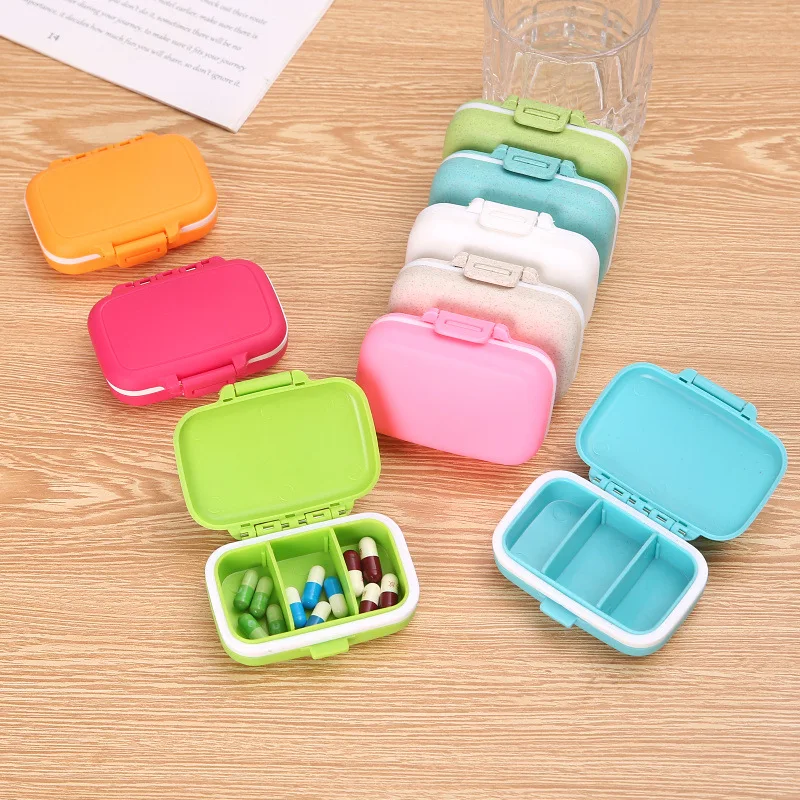 Mini Portable Pills Organizer Case 3 Grids PillBox Tablet Storage Container Weekly Medicine Pill\'s Box Pill Case Drug Dispense