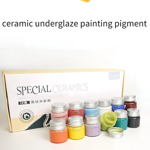 12 färger keramisk underglasyrfärg högtemperaturmålningspigmentset professionella keramikkonstverktyg 8 best sales Keramikunderglasyr - №2