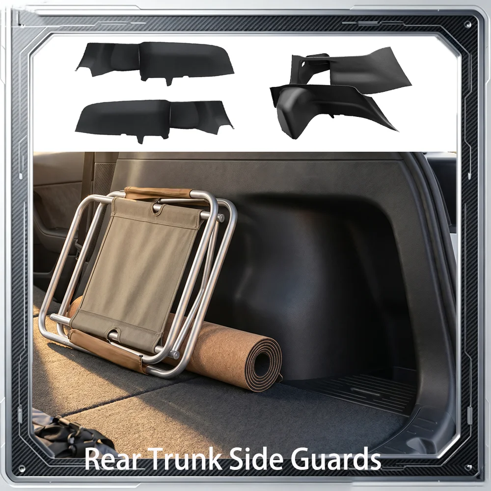 TPE Full Coverage Trunk Side Guards Flocking Surface Corner Protector Pads For Tesla Model Y Juniper 2025‑2026 Rear Accessories