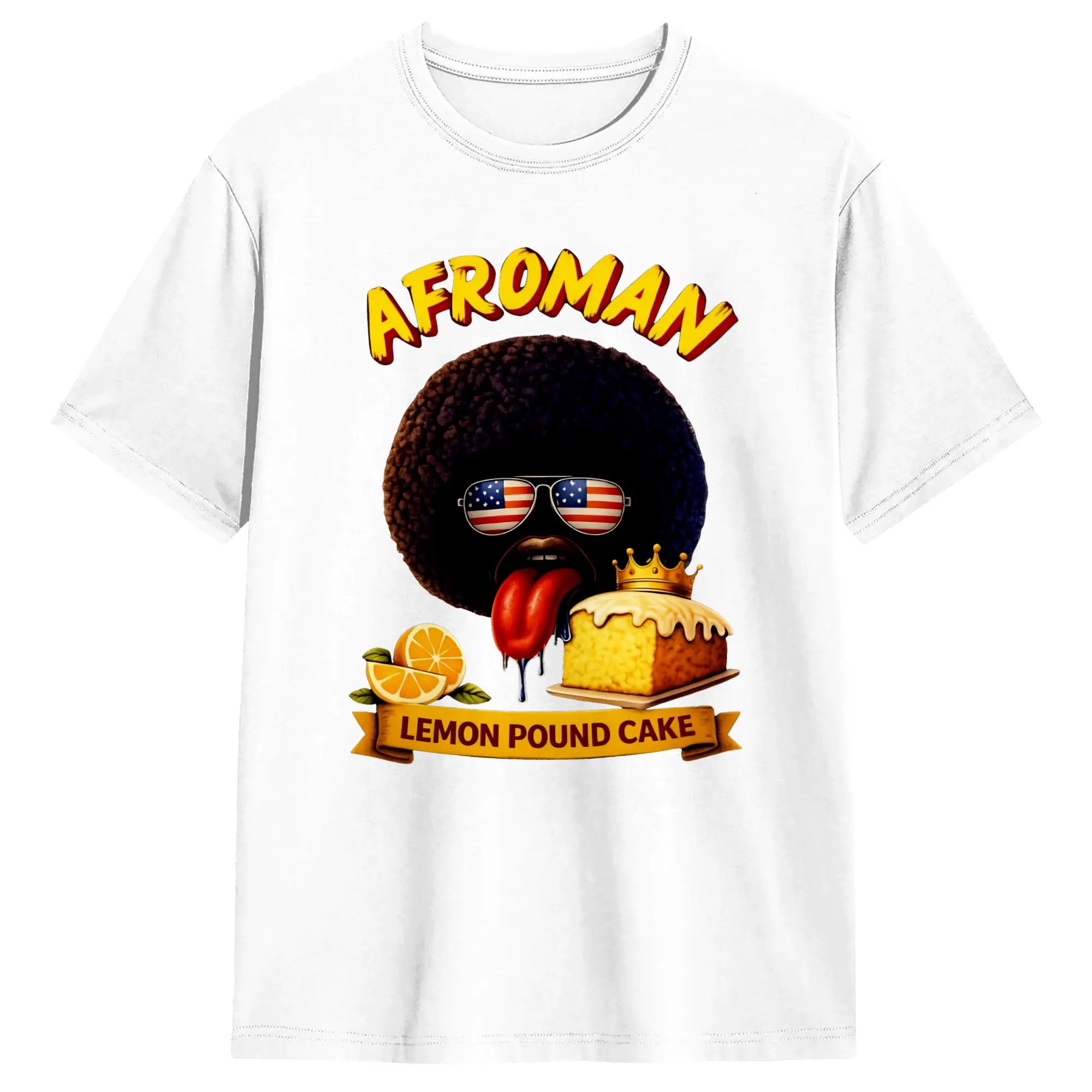Lemon Pound Cake Afroman Cotton T-Shirt For Mens Beach  Vintage T Shirts Crewneck Novelty Tee Shirt Oversized Hot Sale Tops