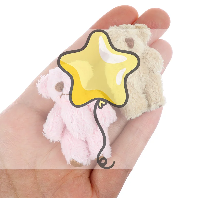 

4.5CM Cute Bear Doll Long hair Bear DIY Clothes Or Mobile Handmade Accessories