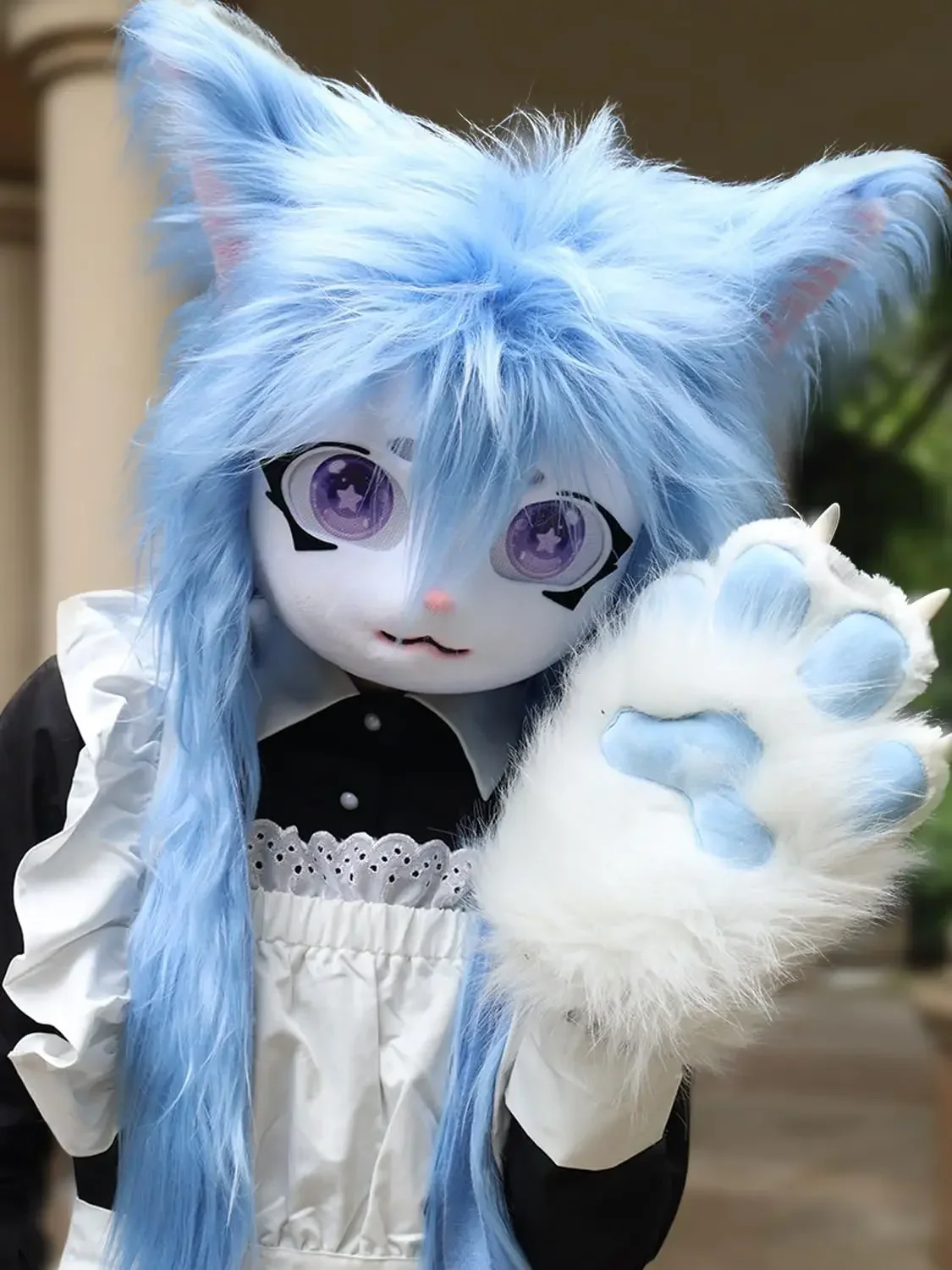 Handmade Fursuit Head Kigurumi Kig Cute Furry Mask Cosplay Paws Tail Comiket Furry Headbase Cat Doll Animal Cosplay Accessories