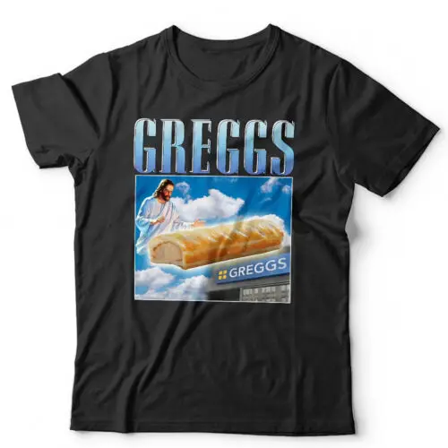 

Greggs Appreciation Tshirt Unisex & Kids Funny Sausage Roll Jesus Pasty Present