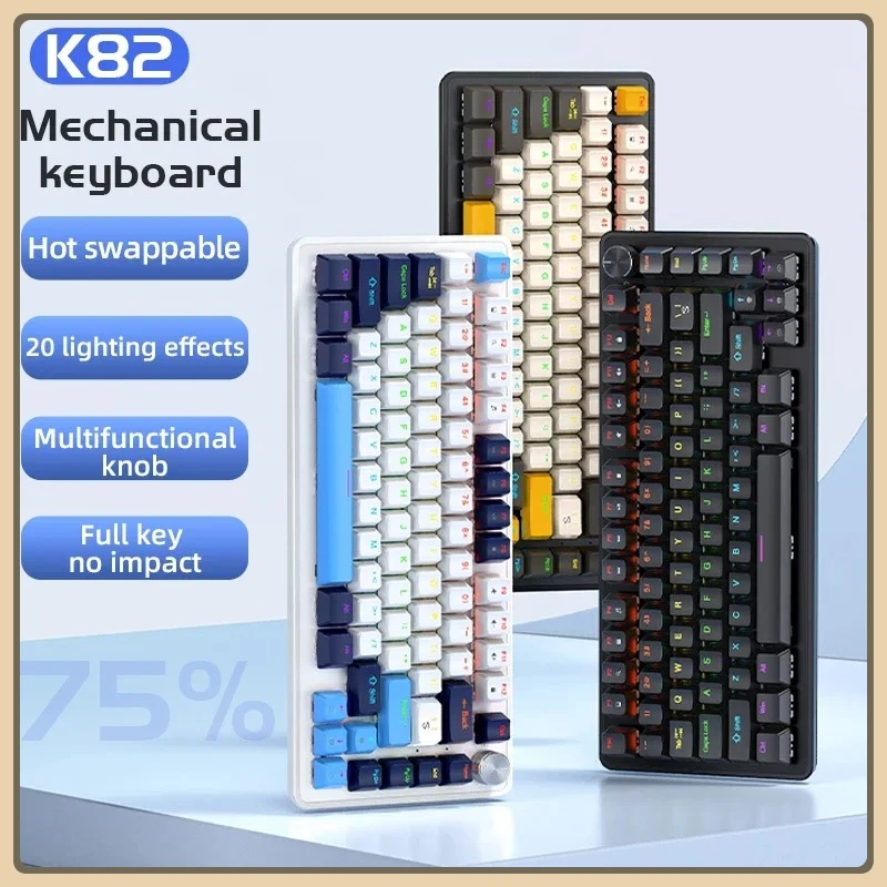 

APAYADO K82 Multifunctional Knob 82 Keys Mechanical Keyboard Cool Backlight Full Key Hot Swappable Wired Connection Windows&Mac