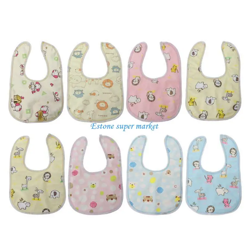 

090B Хлопковый двухслойный водонепроницаемый нагрудник на кнопках для новорожденных с регулируемой слюной