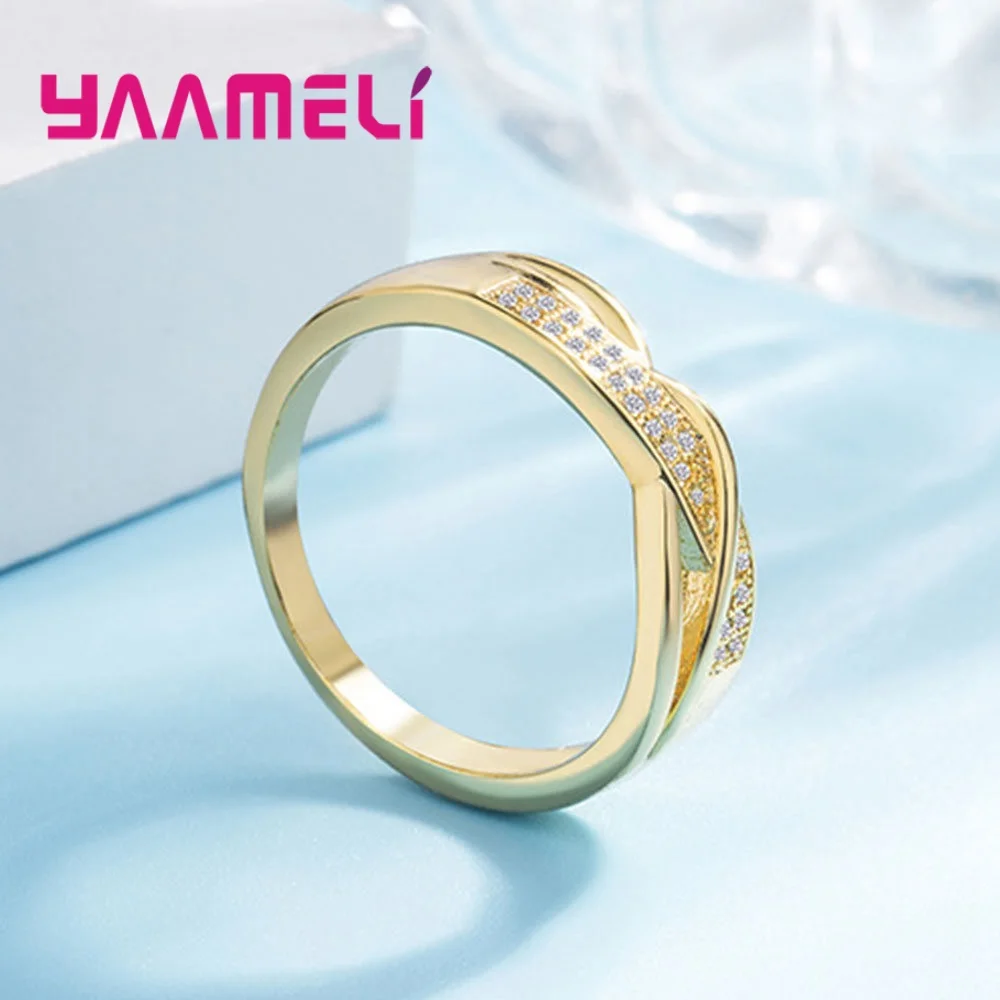Twisted Real True Lover Eternity Rings Top Quality 925 Sterling Silver Austrian Crystal Wedding Engagement Women Men Accessories