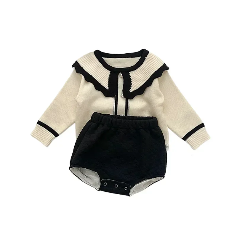 Baby Rompers Spring and Autumn Korean Style Small Fragrance Baby Suit Western Style Sweater +pants Baby Girl Baby Two-piece Set