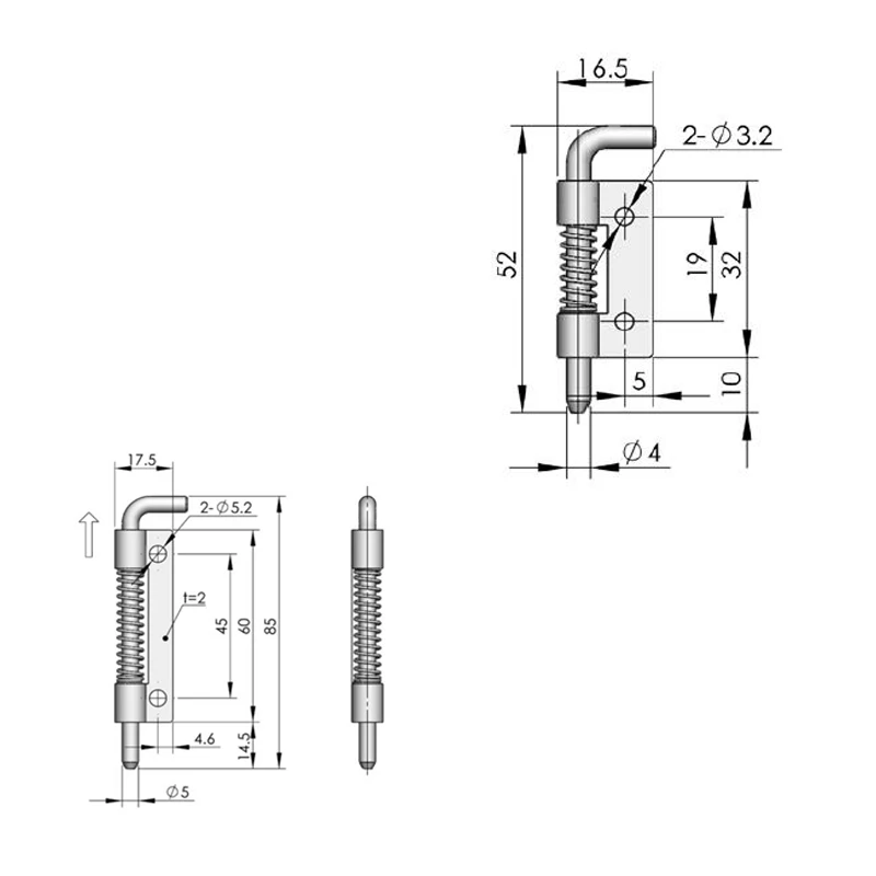 Industrial concealed xk1009 removable  with springloaded pin  latch rotate hinge  10pcs