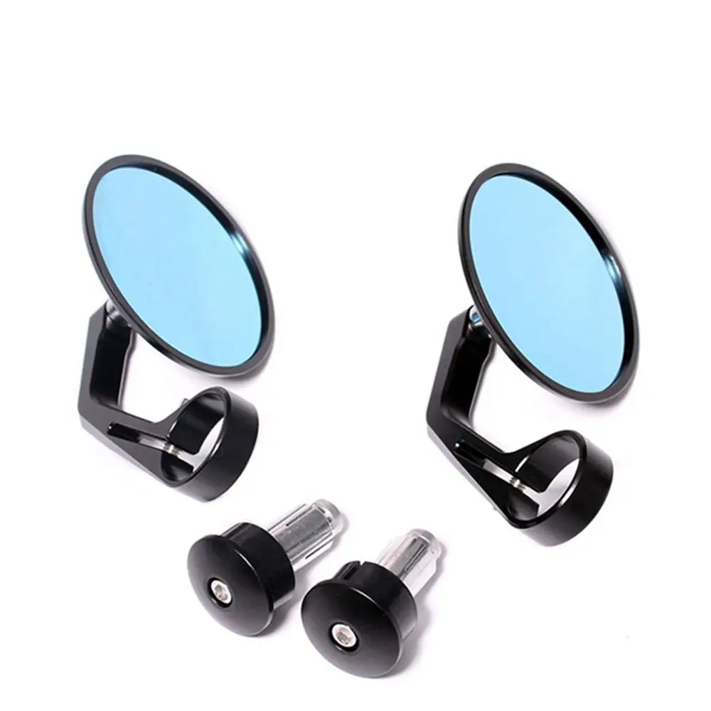 Universal Bar End Mirrors Motorcycle Handlebar Rearview Mirrors Blue Lense Anti Glare 7/8\