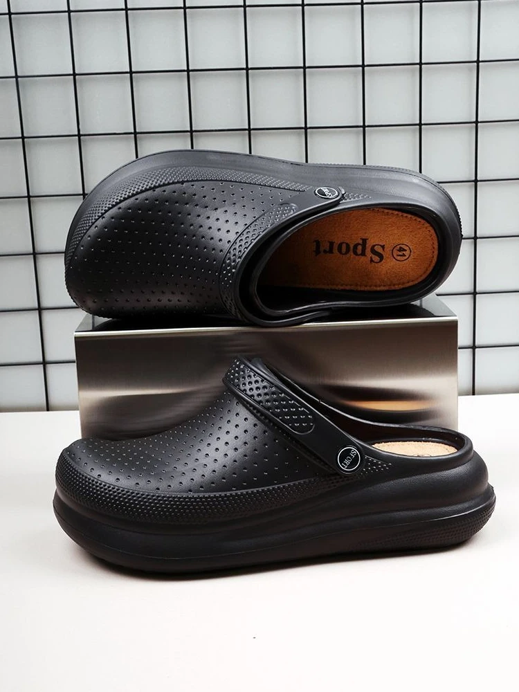 Mens Platform Slip on Clogs Lightweight Non-slip Kitchen Outdoor Soft Sandals