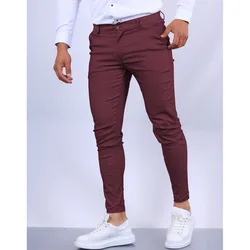 Europäische und amerikanische einfarbige, strukturierte, lässige, knöchellange Hose für Herren. Modische, konische und schmal geschnittene Ganzjahres-Herrenhose