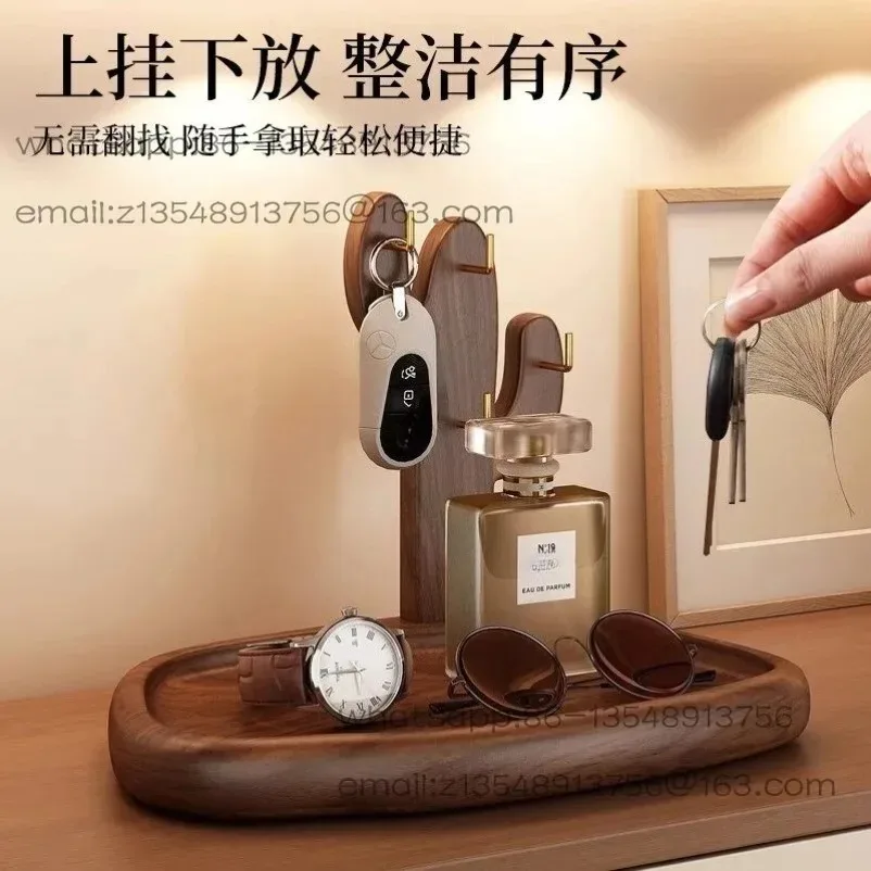 Entrance rack Home key hanger Retro style table Solid wood storage rack Decorative glasses Watch display rack