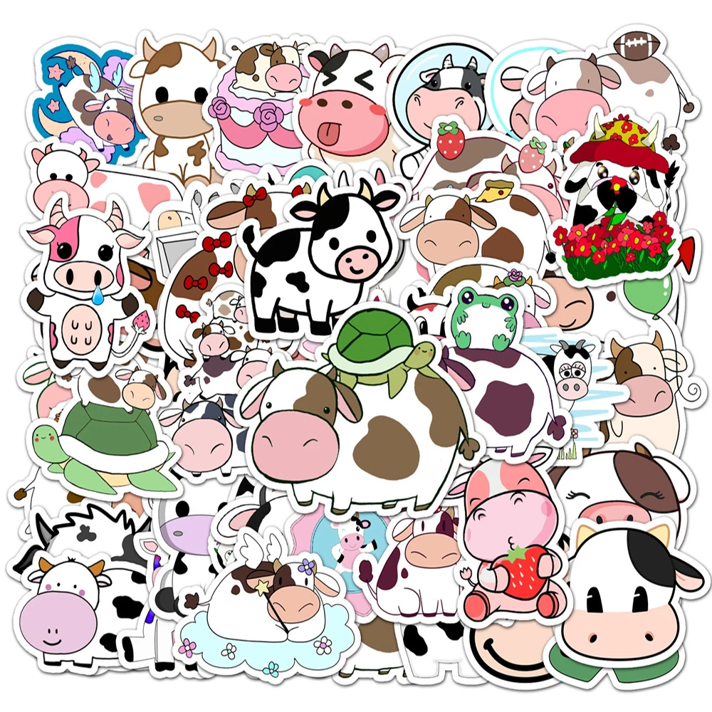 10/30/50PCS Cartoon Animals Stickers Series Cute Small Cow Graffiti frigorifero casco Laptop valigia decorazione fai da te all'ingrosso