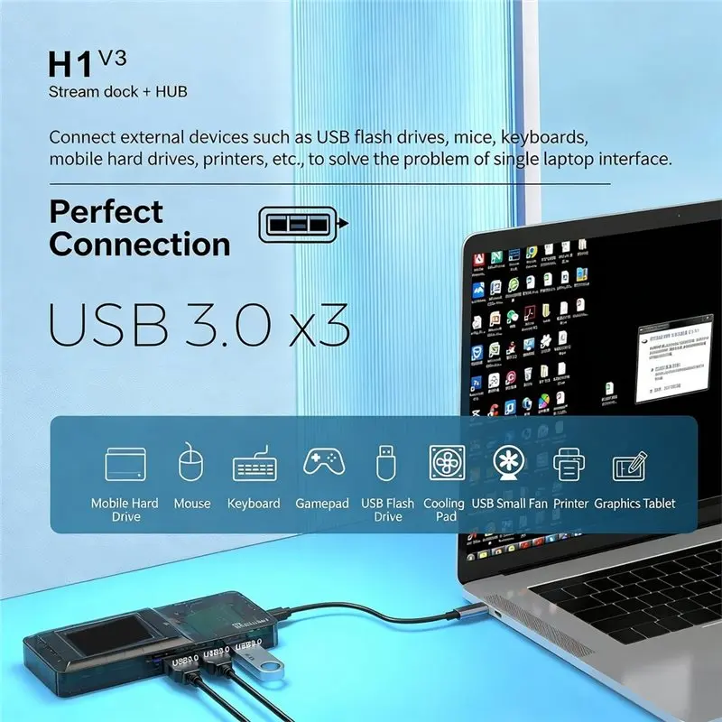 Super Deal -Laptop HUB Laptop Docking Station H1 HUB Visual Docking Station