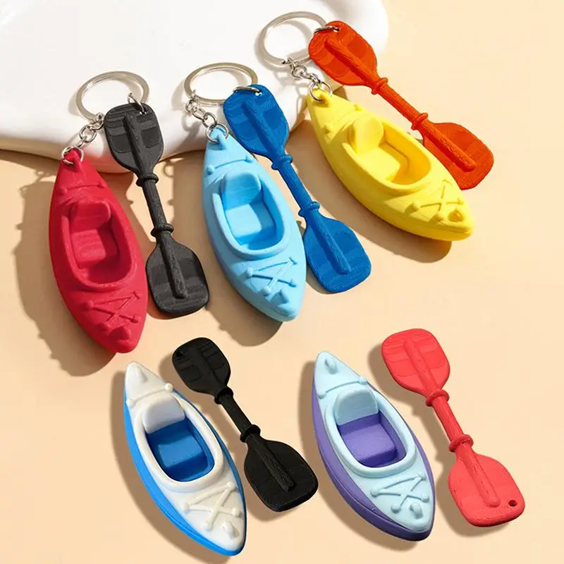 Mini Kayak Keychain With Matching Paddle And Vibrant Multicolor Design Perfect For Kayak Lovers Backpack Decoration Small Gift
