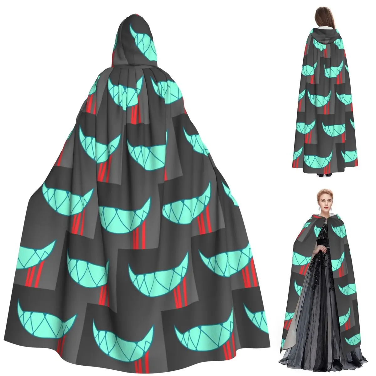 

Vox Face Mask HAZBIN HOTEL Long Hooded Cloak Witch Medieval Costume Cosplay Cape HalloweenCoat Adult Unisex