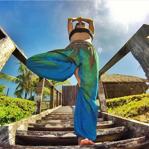 요가 바지 여성 히피 하렘 프린트 레깅스 Boho 하이 웨이스트 Pantalone De Mujer Cintura Alta Calca Feminina Beach