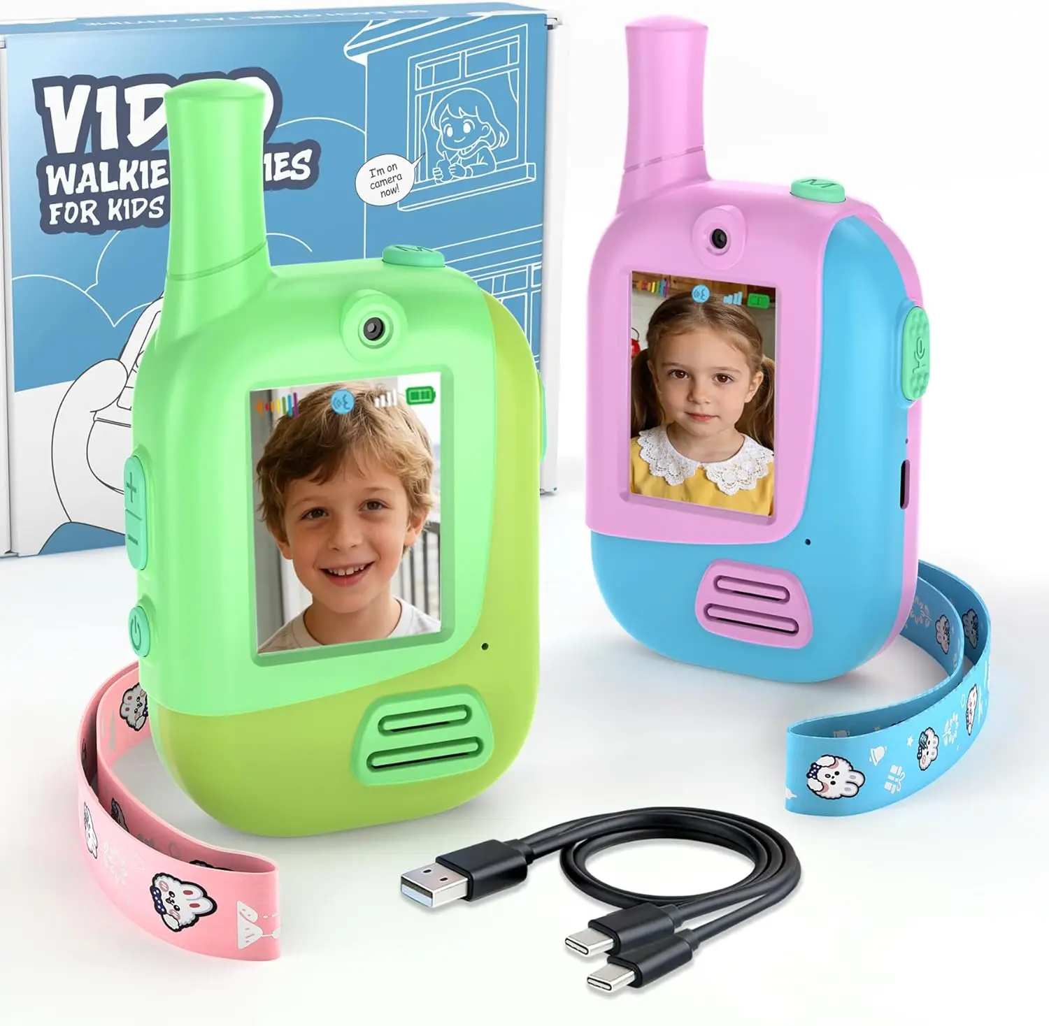 

2-Pack Rechargeable Walkie Talkies with HD Camera, 4 Voice Changers for Outdoor Adventures