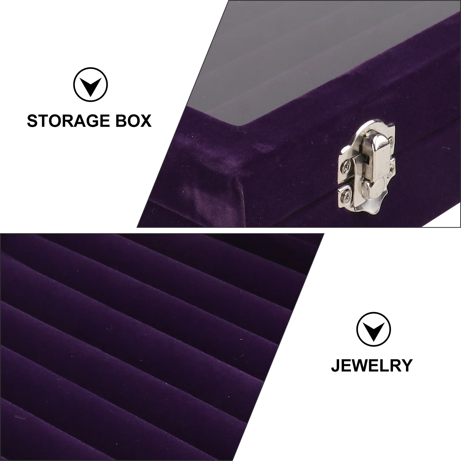 

Flocking Jewelry Box 20.5X15.5X5Cm Purple Dustproof Earring Ring Holder With Glass Lid Locks Soft Touch Storage Organizer For