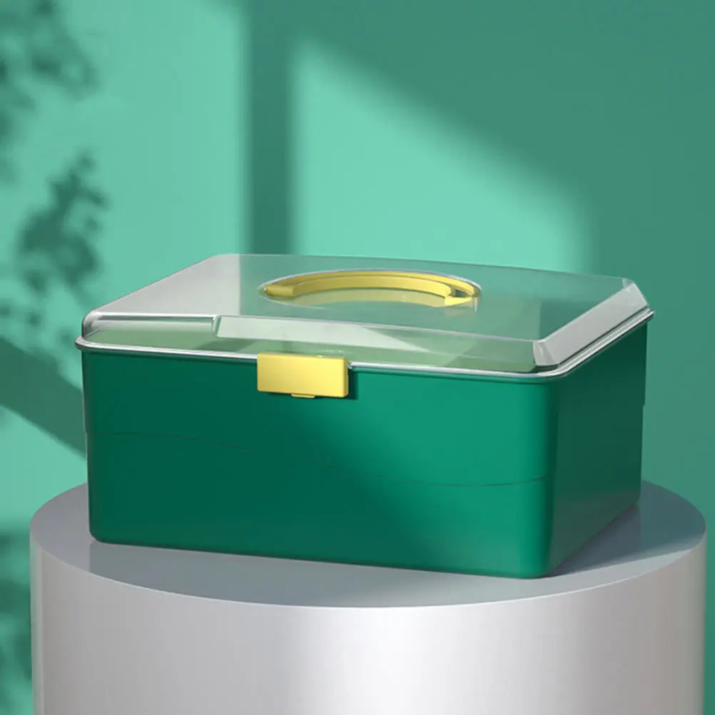 

1 шт. портативный аптечка большой емкости двухслойный прочный пластиковый бытовой ящик для экстренной помощи для портативного хранения лекарств