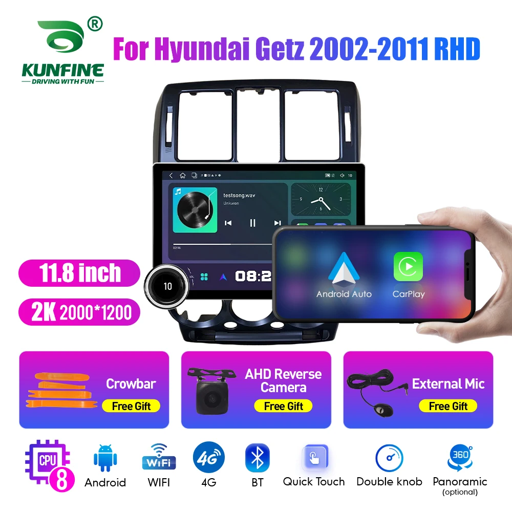 

11.8 Inch 2K Double Knobs 2 Din Car Radio For Honda Getz 2002-2011 Car Radio DVD Multimedia Video Player Android Auto Carplay