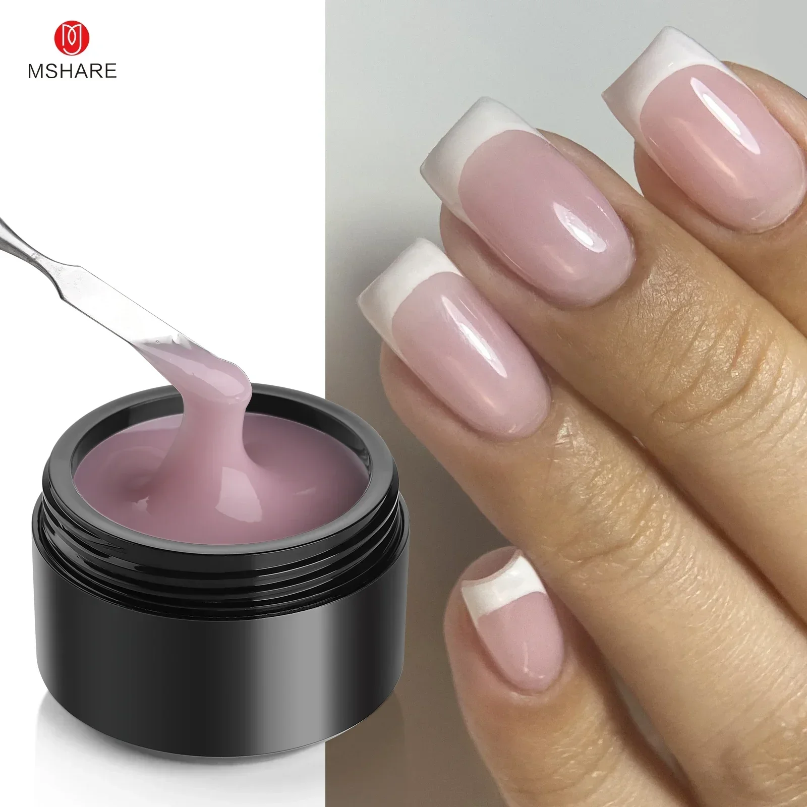 MSHARE 50 ml Natural Nails Gel Builder Nalil Tpo Free Selbstnivellierendes Gel für die Nagelverlängerungskonstruktion Pink Shade UV-LED-Gel