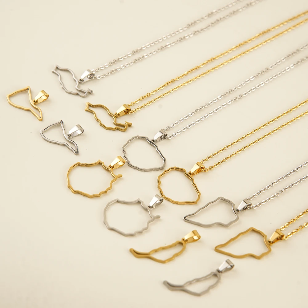 Spain Tenerife La Palma, La Gomera, Tenerife, Gran Canaria, Fuerteventura, Lanzarote Outline Map Pendant Necklace Jewelry