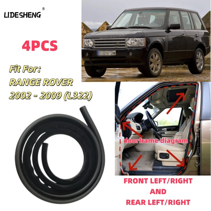 LR012459 LR014294  4PCS Fleece-Lined Version FRONT AND REAR Door Seal Weatherstrip SET FOR LAND ROVER RANGE ROVER 2002 - 2009 L3