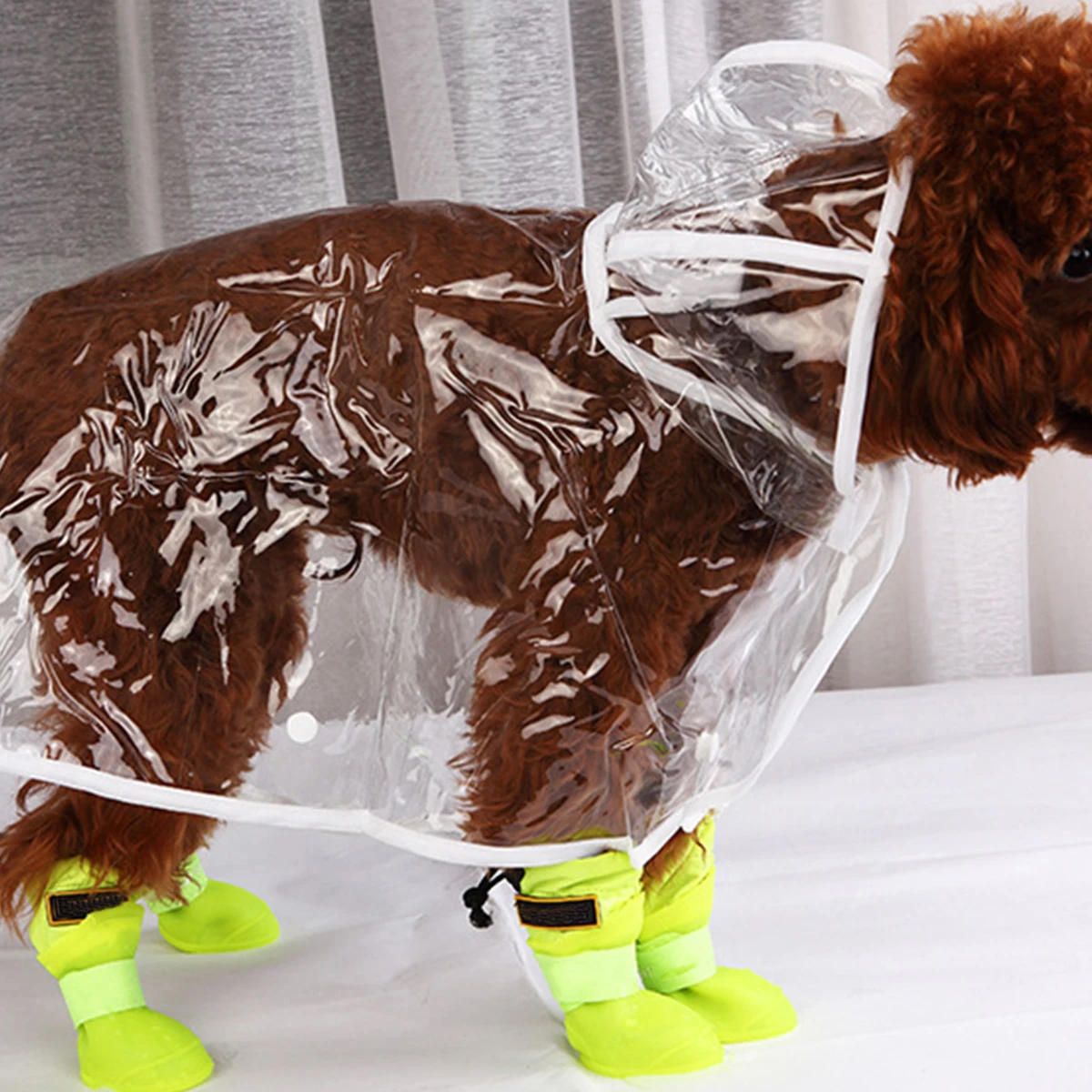 

4 pcs Waterproof Dog Shoes Non-slip Outdoor Pet Footwear Rain Boot Durable Anti-slip Soles Design Dog Rain Shoes