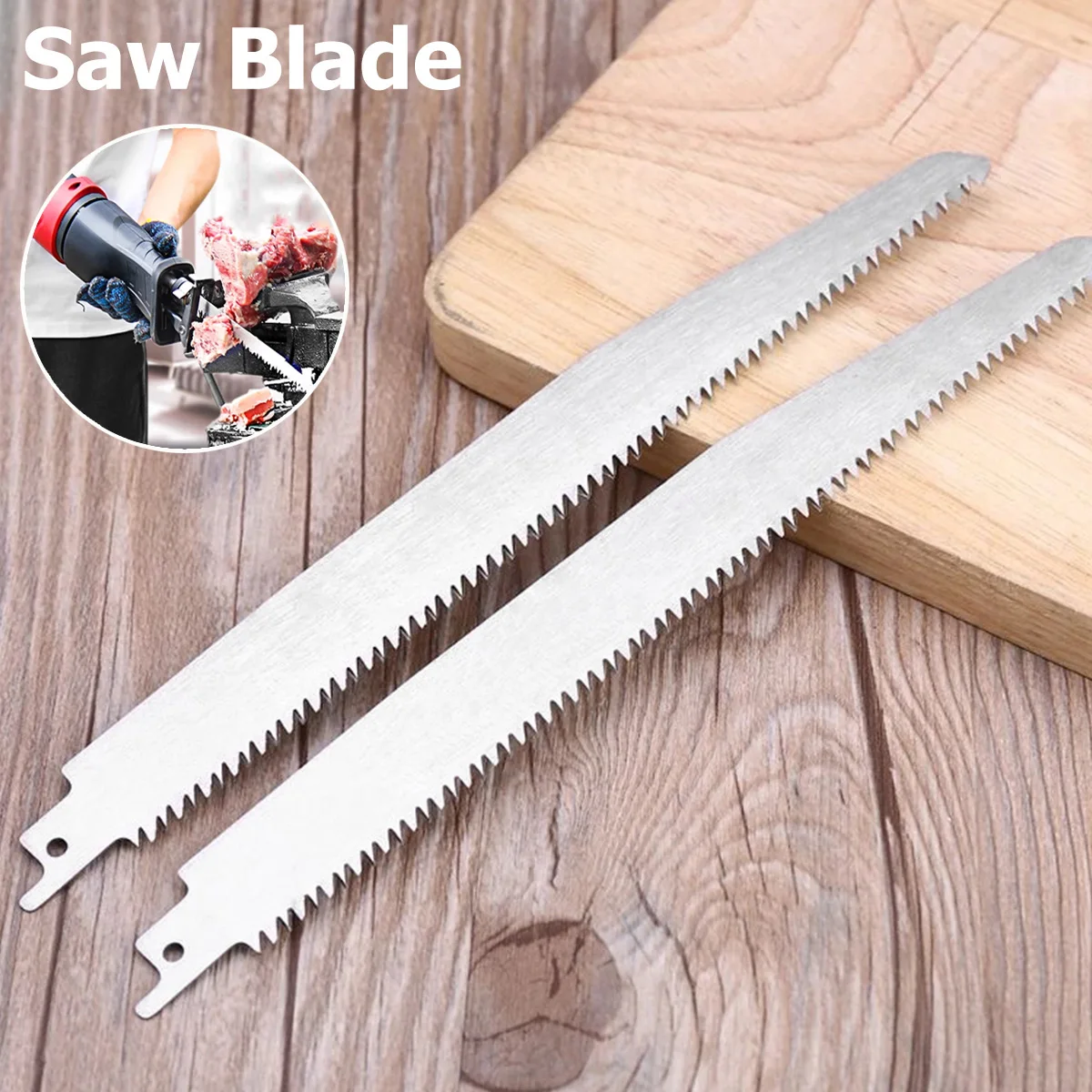 2pcs S1122C Reciprocating Saw Blades for Cutting Bone Meat Wood Blade 9/11.81Inch 5/7TPI Reciprocating Stainless Steel Saw Blade