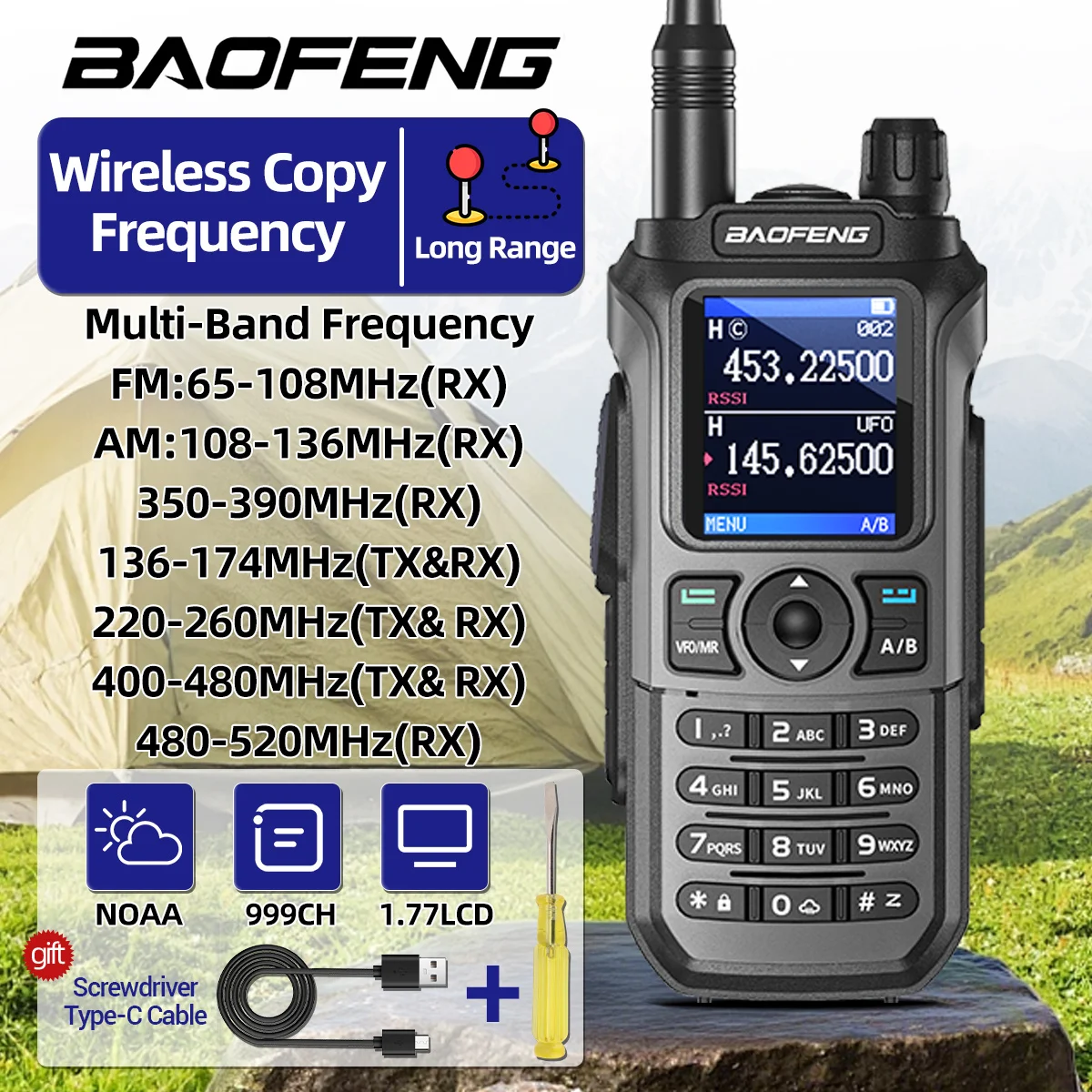 baofeng-uv-21-トランシーバー-ワイヤレスコピー周波数-マルチバンド-強力-999ch-noaa-長距離-type-c-キャンプ用-ハムラジオ