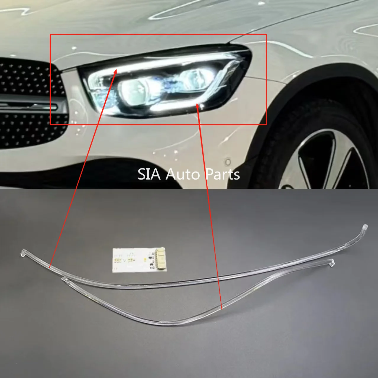 

For Mercedes-Benz GLC W253 2020-2023 LOW White Angel Eye Conduit Strip Ballast Module US EU Car DRL CHIP Daytime Light