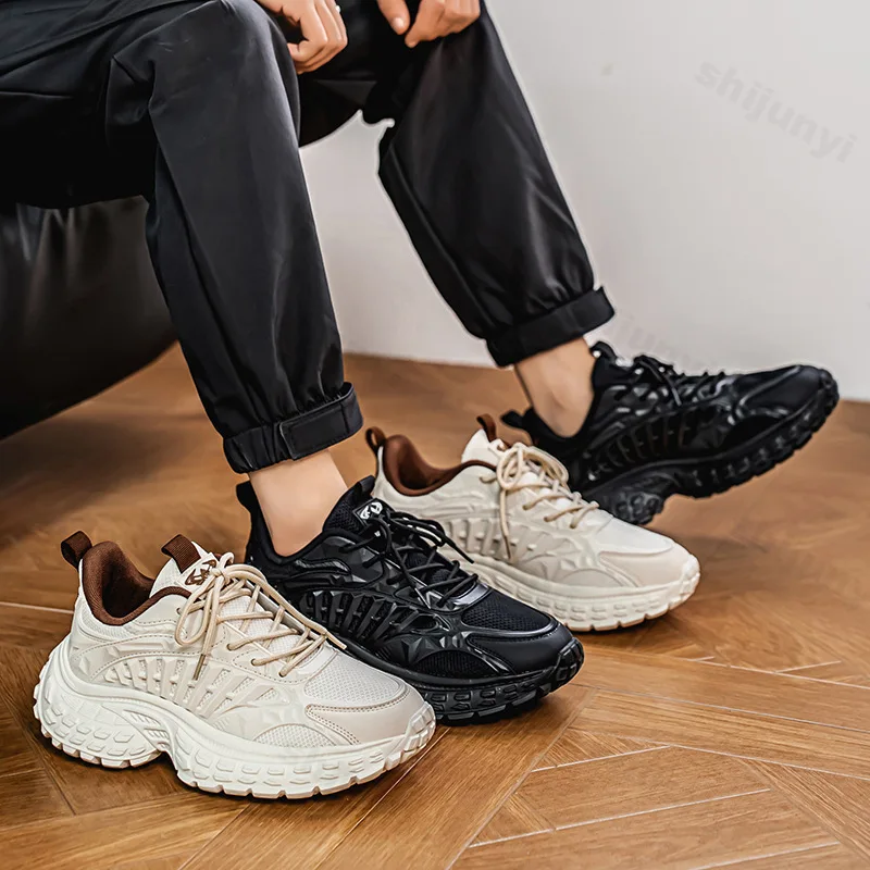 

2025 Mesh Breathable Shoes Couple Trendy Shoes Casual Fashion Trend Thick Bottom Height Incteasing Comfortable Non slip Sneakers