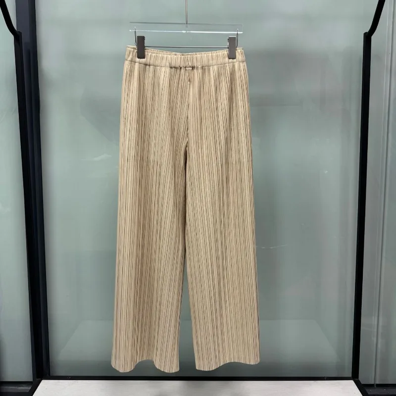 Miyake Pleated Thick Wide-Leg Pants 2026 Autumn Winter Loose Trousers Casual Versatile Plus Size Solid Straight Long Pants Women
