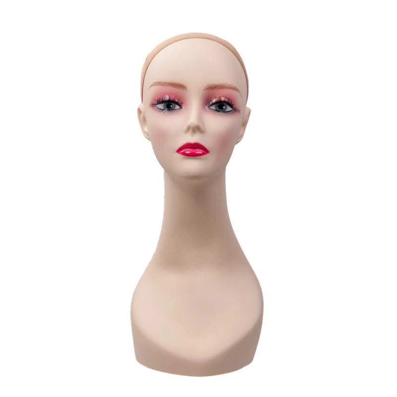 

PVC Mannequin Head Stand Realistic Makeup Face Exquisite Female Head Mannequin Display for WIgs and Hats