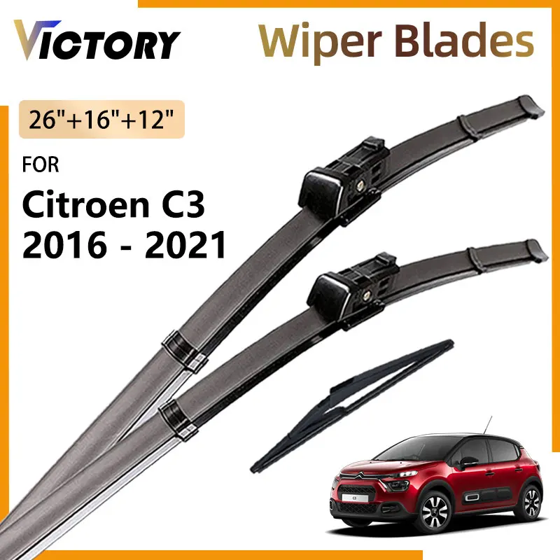 

Front Rear Wiper Blade For Citroen C3 Cross 2016 - 2021 2020 2019 2018 2017 SX SY Windshield Windscreen Window Brushes 26"16"12"