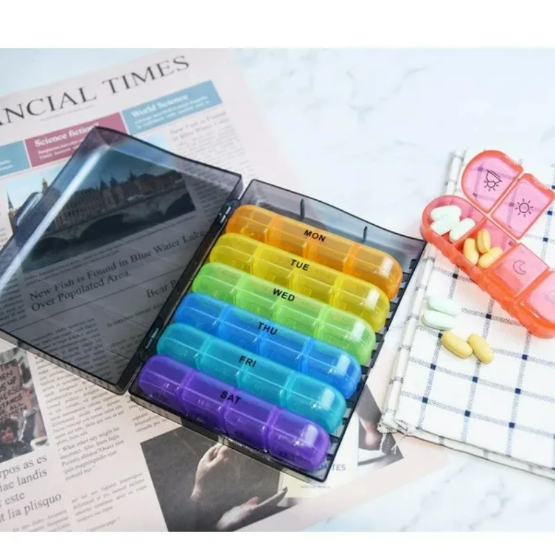 Pill Cases Box Organizer 7 Days 21/28 Grids 3/4 Times Portable Travel with Large Compartments for Vitamins Medicine Fish Oils