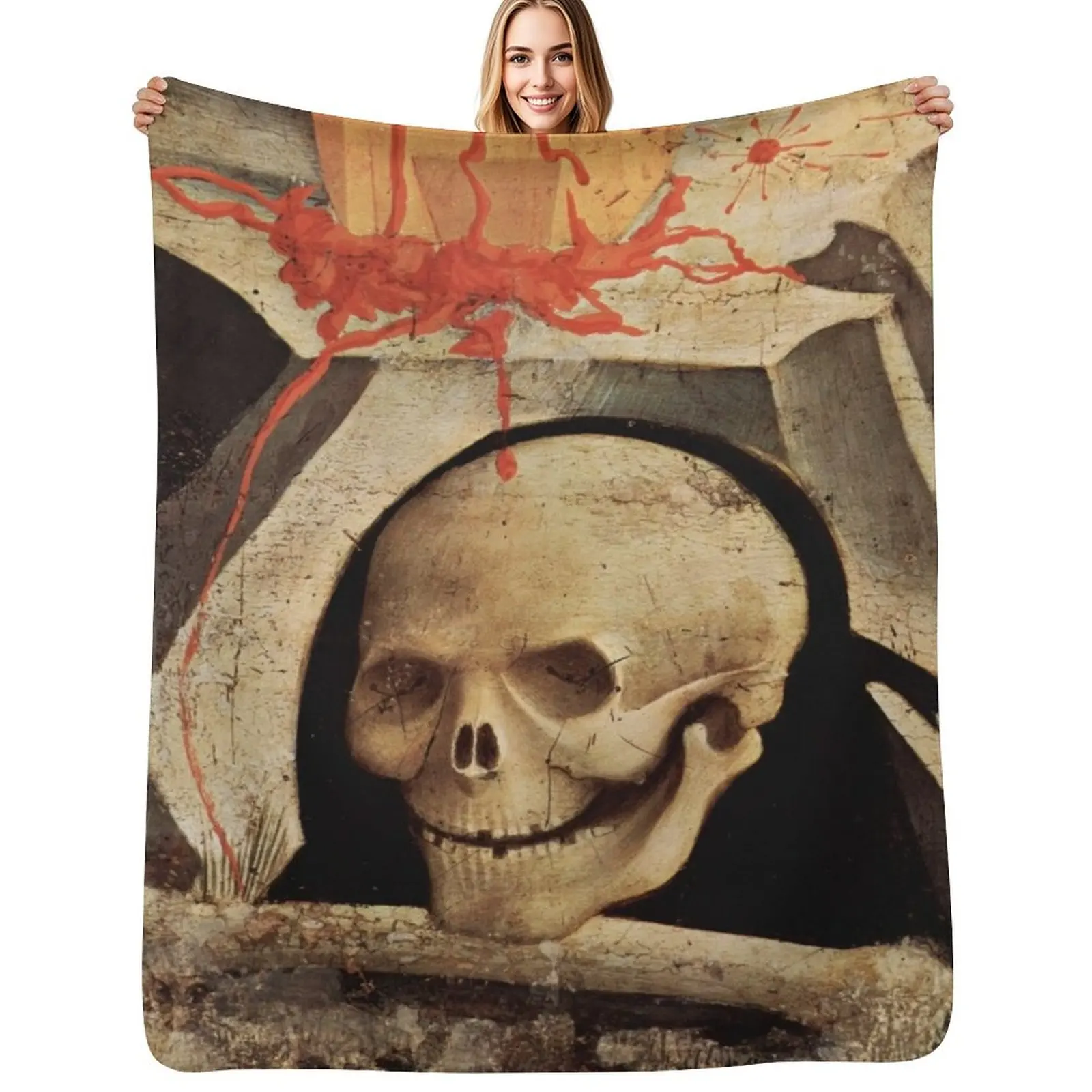 

SKULL OF ADAM ON MOUNT CALVARY Throw Blanket Foldable Soft Warm Blanket for Outdoor Use