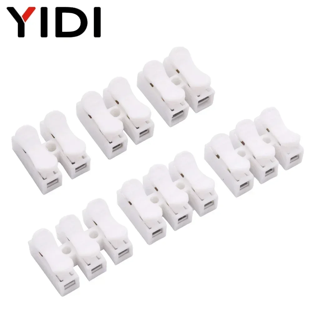 10pcs/lot 2P 3P Mini Push Quick Splice Lock Cable Wire Connector White CH2 CH3 Electrical Spring Clamp Connection Terminal Block