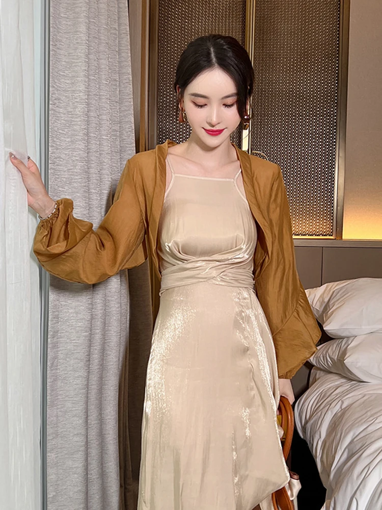 

Chiffon Elegant Women Casual Ruffle Open Stitch Thin Long Sleeve Ruffle Short Coat Crop Tops Jacket Outwear Mujer Femme Summer