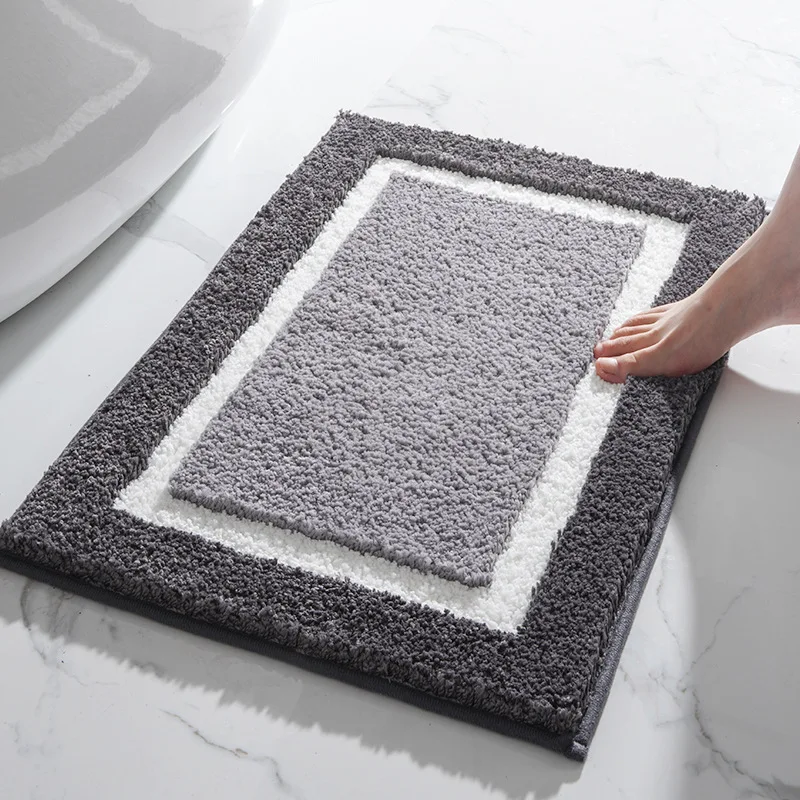 Super Soft Absorbent Fiber Bath Mat Thickened Tufted Bathroom Carpet Non-slip Wear-resistant Bathroom Floor Mat Bath Rug Doormat