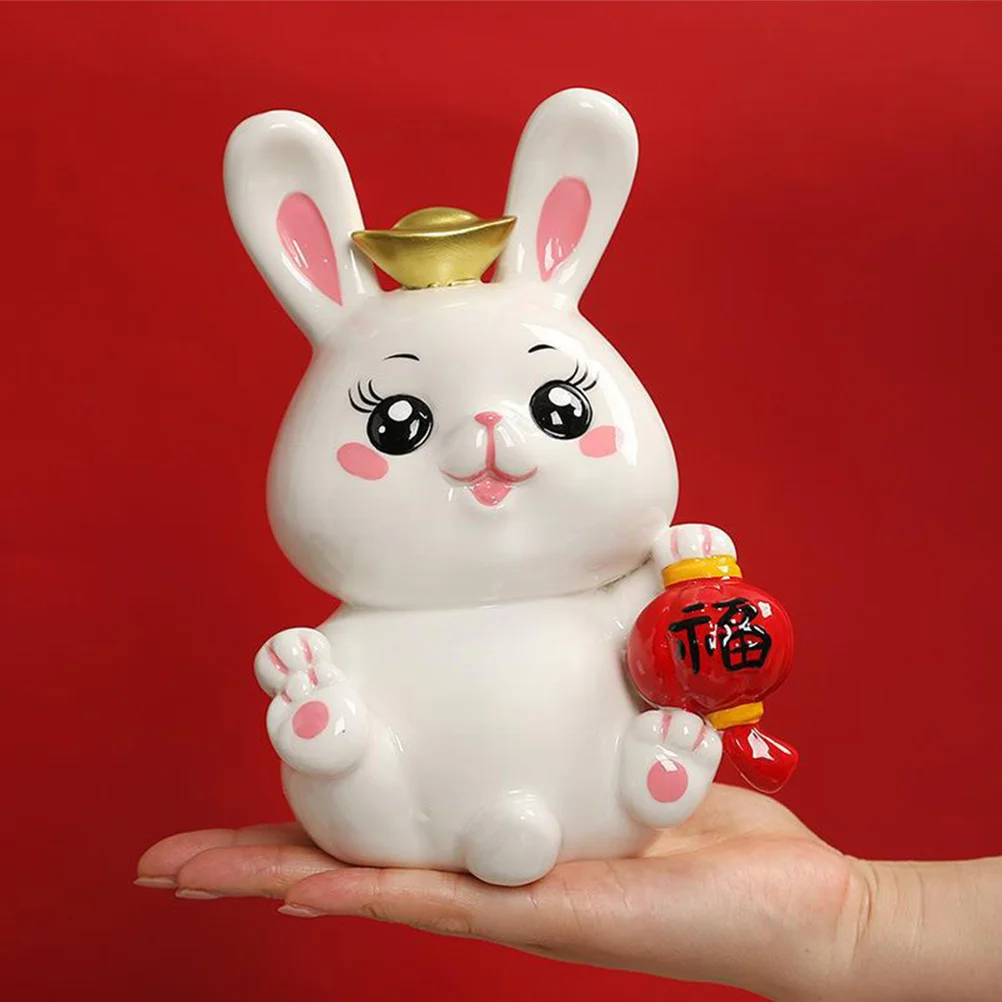

Rabbit Ceramic Piggy Bank Lovely Bunny Coin Jar Kids Money Box for Bedroom Living Room Decorative Saving Pot Cartoon Coin Bank