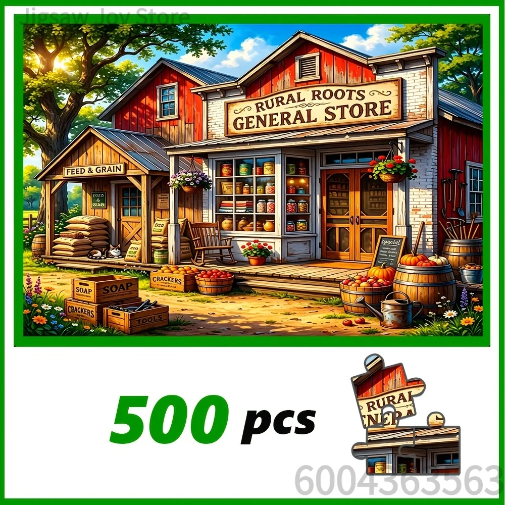 Jigsaw Puzzle 500-2000Pcs,Farm Mansion Scene,Old Country Grocery Store,Retro Supermarket,Snow Princess Horse Carriage DecoR