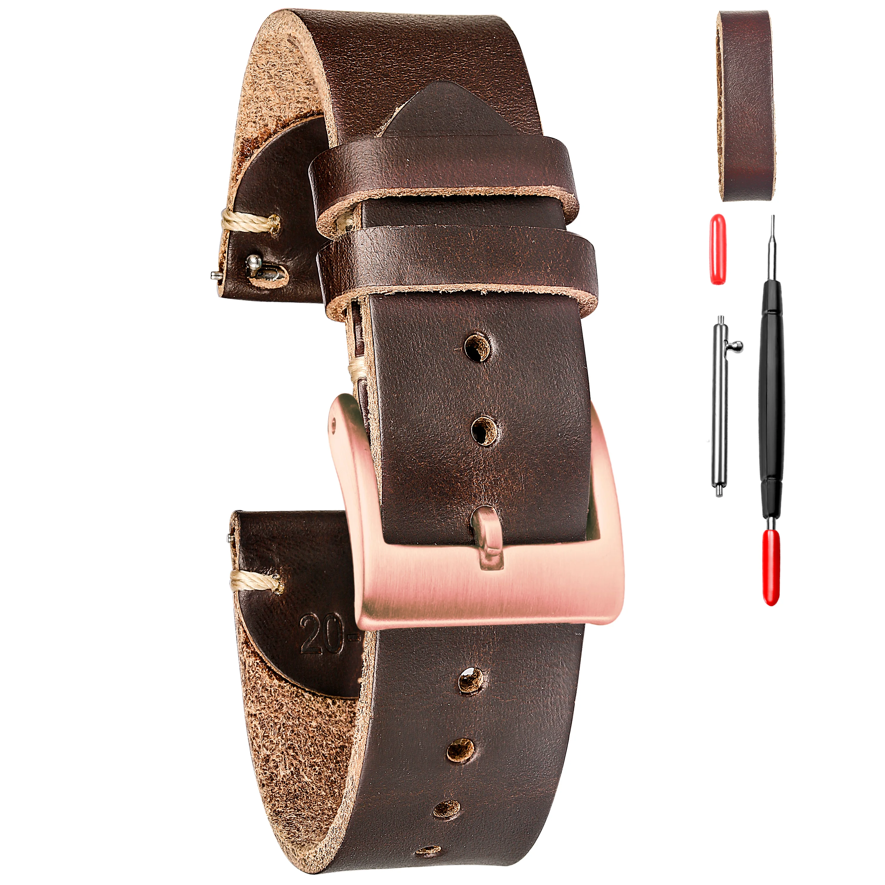 100% Genuine Leather Watch Bands With Quick Release Horween Horse Vintage Leather Watch Strap For Men 22mm18mm19mm20mm