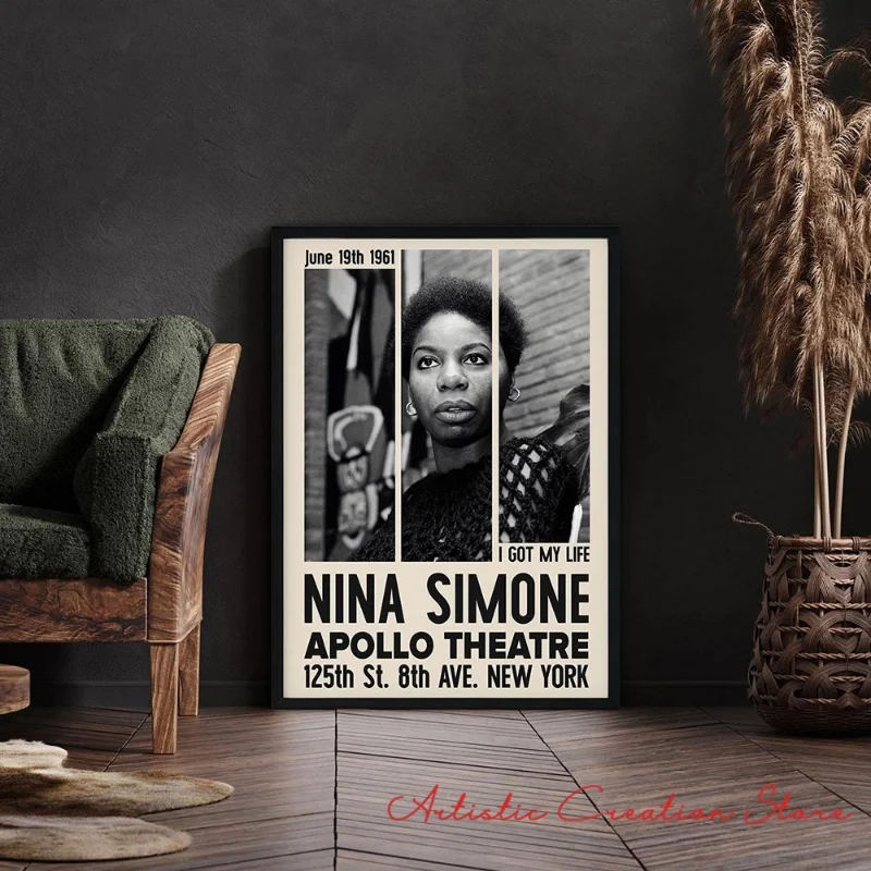 Famous Jazz and Soul Singer Poster Art Print Nina Simone Canvas Painting Modern Gallery Wall Picture for Living Room Home Decor