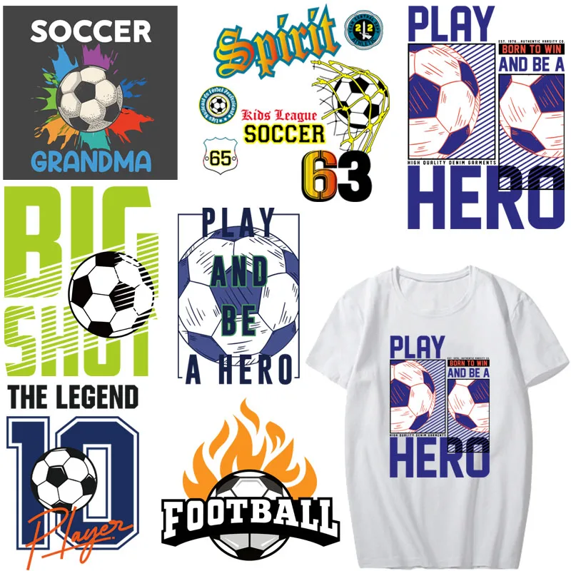 Football Letter Patch Iron-on Transfers for Clothing Thermoadhesive Washable Stickers T Shirts Diy Fusible Soccer Patch Badges