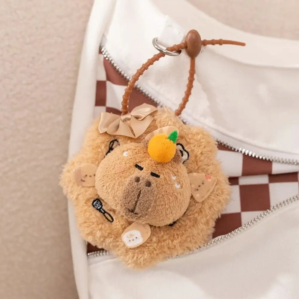 Soft Capybara Wreath Plush Keychain Creative Funny Capibara Bag Pendant Keyring Cute Capybara Plush Doll Bag Hanging