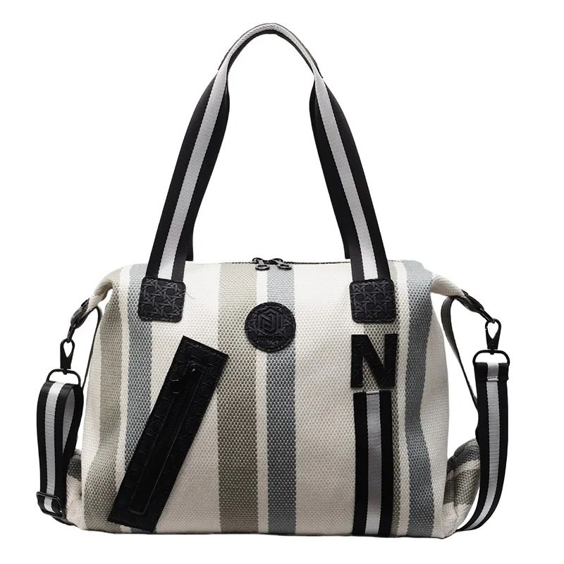 

2025 New Fashion Travel Bag Large Capacity Fitness Sports Storage Shoulder Bag Stripe Wearable Crossbody Bag Women Handbags